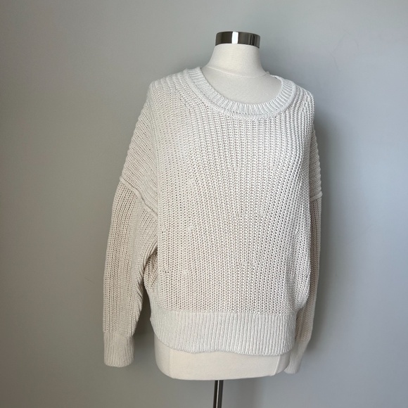 Banana Republic 100% Organic Cotton Chunky Knit Oversized Boxy Sweater Large - Picture 16 of 16